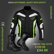 Green 6 Packs Design Jacket with Touring high ankle Boots
